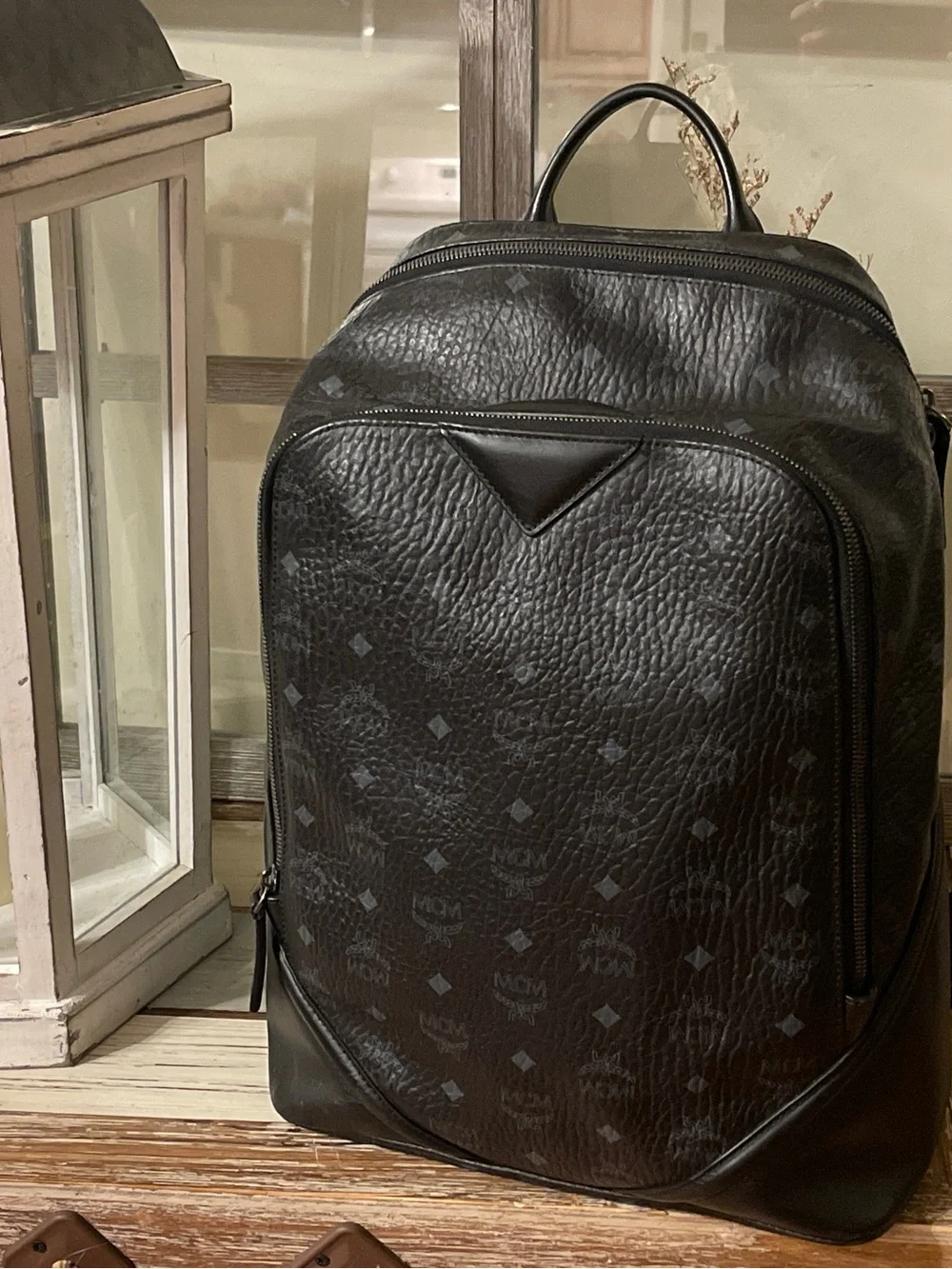 MCM Black/Cobalt Visetos Monogram Backpack